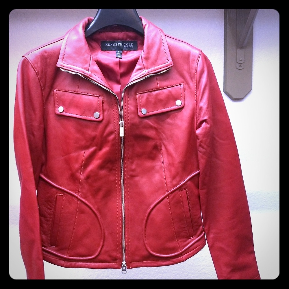 Red Leather Kenneth Cole Jacket